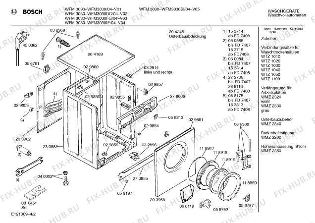 Схема №4 WFM3030 с изображением Панель управления для стиральной машины Bosch 00288175