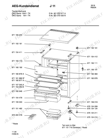 Взрыв-схема холодильника Aeg SAN1542-1TK - Схема узла Housing 001