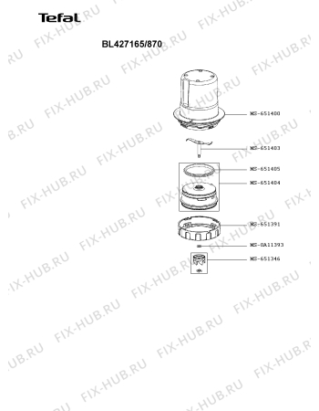 Взрыв-схема блендера (миксера) Tefal BL427165/870 - Схема узла OP005852.4P3