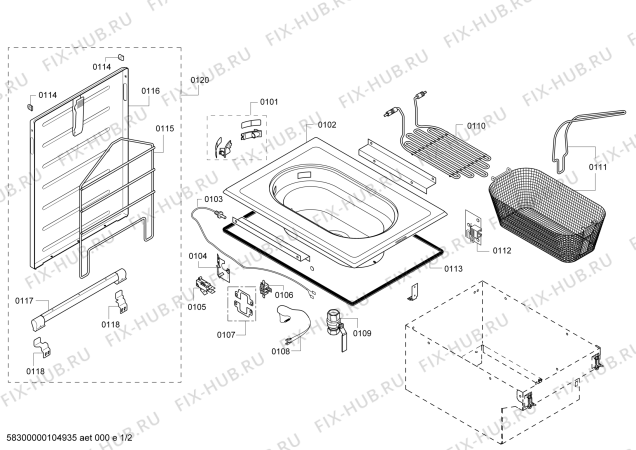 Схема №1 VF414110 с изображением Противень для плиты (духовки) Bosch 00663737