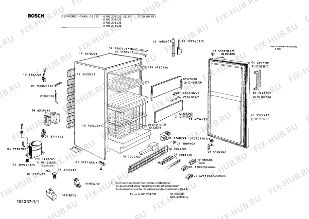 Схема №1 0705204023 GS212 с изображением Контейнер для холодильной камеры Bosch 00124110