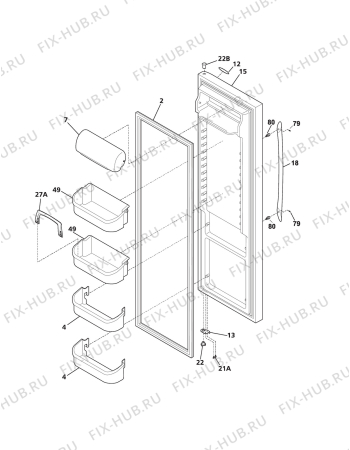 Взрыв-схема холодильника Electrolux ERL7280X - Схема узла Door 003