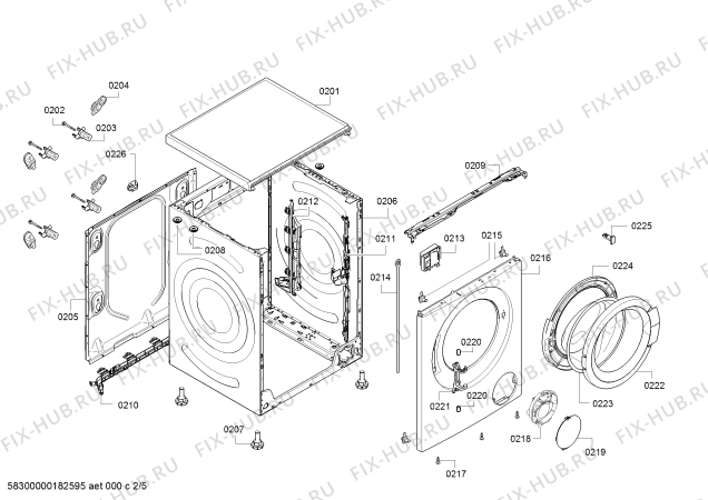 Взрыв-схема стиральной машины Bosch WAT28680TR Serie 8 Akilli Dozaj sistemi - Схема узла 02