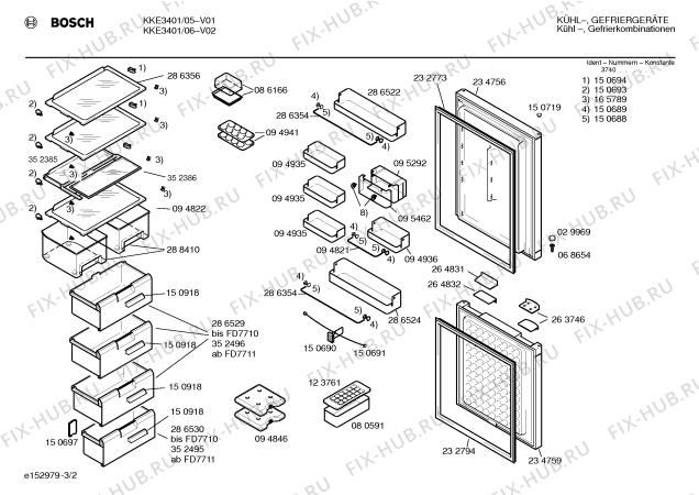 Схема №2 KKE3601 с изображением Передняя панель для холодильника Bosch 00214098