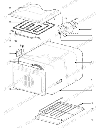 Взрыв-схема плиты (духовки) Electrolux ED925W - Схема узла Oven