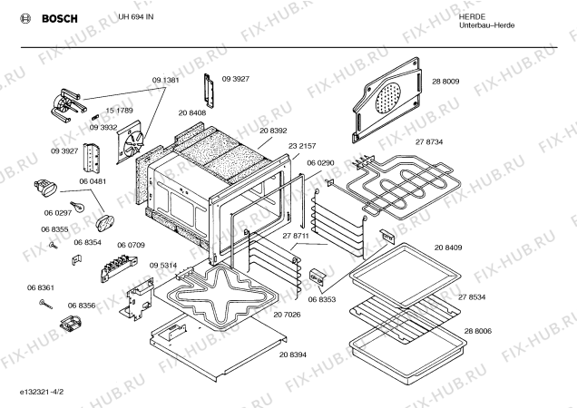 Схема №4 EH694HL с изображением Рамка для плиты (духовки) Bosch 00093960