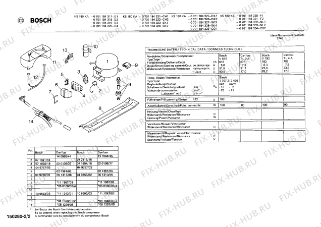 Схема №2 0701184316 KS180KA с изображением Испаритель для холодильной камеры Bosch 00121268