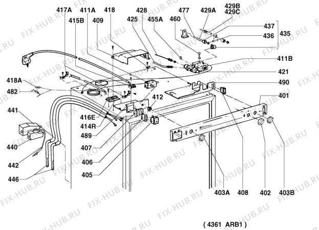 Взрыв-схема холодильника Electrolux RM4281LM - Схема узла Armature/fitting