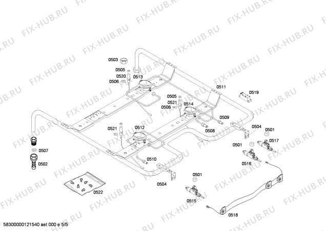 Взрыв-схема плиты (духовки) Bosch HSV52C021T - Схема узла 05