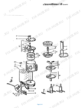 Схема №3 BRAVOSIMAC 2S с изображением Корпусная деталь для кухонного комбайна DELONGHI SC7022990