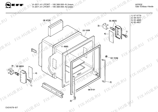 Взрыв-схема плиты (духовки) Neff 195308093 A-2071.41LPEWT - Схема узла 08