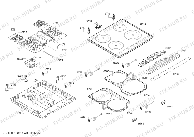 Взрыв-схема плиты (духовки) Siemens HC748231S - Схема узла 07