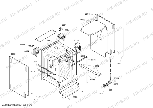 Взрыв-схема посудомоечной машины Bosch SRV55T13EU - Схема узла 03