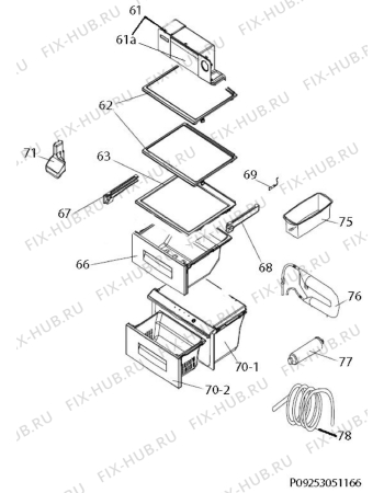 Взрыв-схема холодильника Electrolux S56090XNS1 - Схема узла Internal parts refrigerator