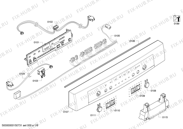 Схема №3 SHE3ARF5UC Silence Plus 50dB с изображением Кнопка для посудомойки Bosch 00616598