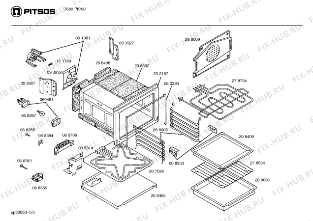 Схема №3 7680PK с изображением Панель для плиты (духовки) Bosch 00208426