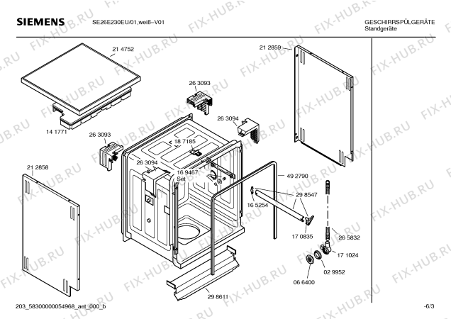 Взрыв-схема посудомоечной машины Siemens SE26E230EU - Схема узла 03