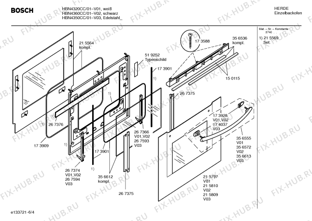 Схема №3 HBN4320CC с изображением Панель управления для духового шкафа Bosch 00360653
