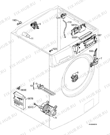 Взрыв-схема стиральной машины Rex Electrolux RWW16681W - Схема узла Electrical equipment 268