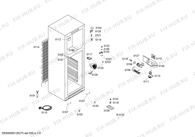 Схема №3 BD2354T с изображением Дверь морозильной камеры для холодильника Bosch 00680194