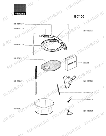 Схема №1 BC100 с изображением Шланг для пылесоса Rowenta RS-RS8674