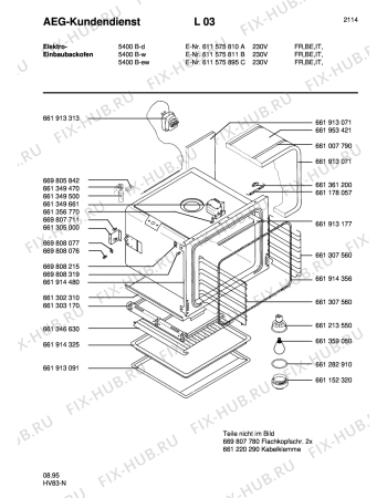 Взрыв-схема плиты (духовки) Aeg COMP. 5400B-W FBI - Схема узла Section2