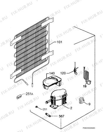 Взрыв-схема холодильника Electrolux ERT1562FOW2 - Схема узла Cooling system 017