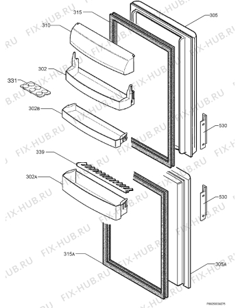Взрыв-схема холодильника Aeg Electrolux S60346KG - Схема узла Door 003
