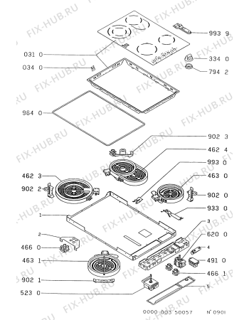 Схема №1 ETVH 3280 SW с изображением Переключатель для духового шкафа Whirlpool 481941128914