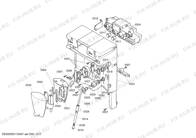 Схема №5 TKN68E75UC с изображением Панель для электрокофеварки Bosch 00444443