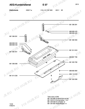 Взрыв-схема плиты (духовки) Aeg 2300F-W S 400V - Схема узла Section3