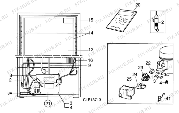 Взрыв-схема холодильника Arthurmartinelux AR8218C - Схема узла Cooling system 017