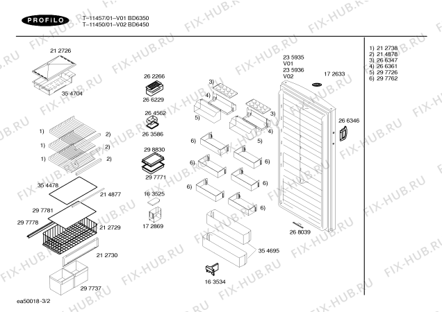 Взрыв-схема холодильника Profilo T-11450 - Схема узла 02