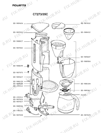 Схема №1 CT273/35C с изображением Обшивка для кофеварки (кофемашины) Rowenta SS-989427