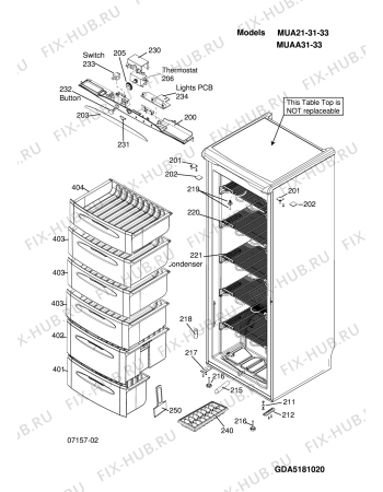 Взрыв-схема холодильника Ariston MUAA31 (F032202) - Схема узла