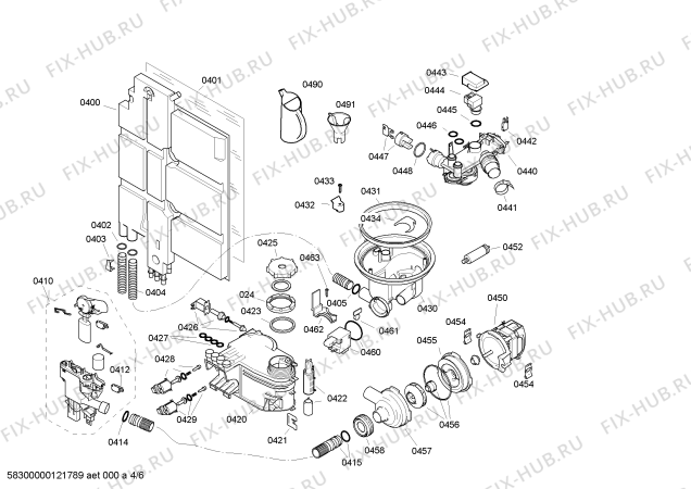 Взрыв-схема посудомоечной машины Bosch SGI47M46EU - Схема узла 04