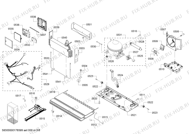 Схема №7 B22CT80SNP с изображением Компрессор для холодильника Bosch 00713454