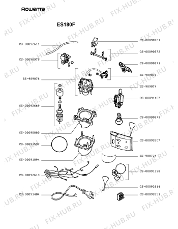 Взрыв-схема кофеварки (кофемашины) Rowenta ES180F - Схема узла 5P000612.5P2