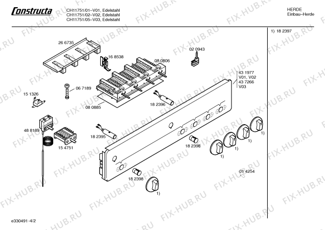 Схема №2 CH11751 с изображением Панель управления для плиты (духовки) Bosch 00437266