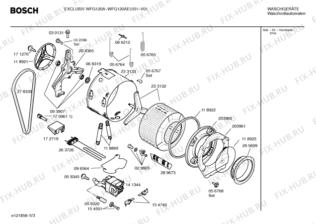 Взрыв-схема стиральной машины Bosch WFG120AEU EXCLUSIV WFG120A - Схема узла 03