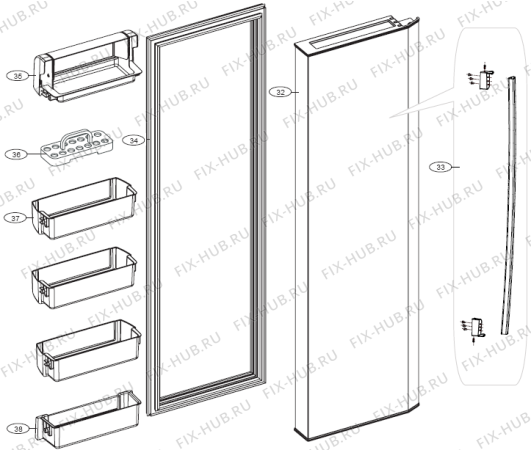 Взрыв-схема холодильника Gorenje NRS85557E (198444, HRF661FF/ASS) - Схема узла 02