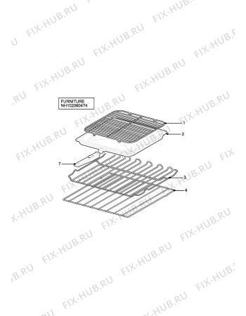 Взрыв-схема плиты (духовки) Electrolux CSB4411 (WHITE ROSE) - Схема узла H10 Furniture