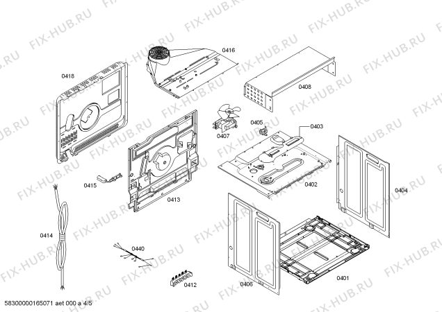 Схема №5 HBA21B451E Horno.BO.2d.B4.ME_Ti_Stop.pt_bsc.inox с изображением Передняя часть корпуса для электропечи Bosch 00700789