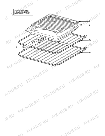 Взрыв-схема плиты (духовки) Electrolux EKG5543XN - Схема узла H10 Furniture