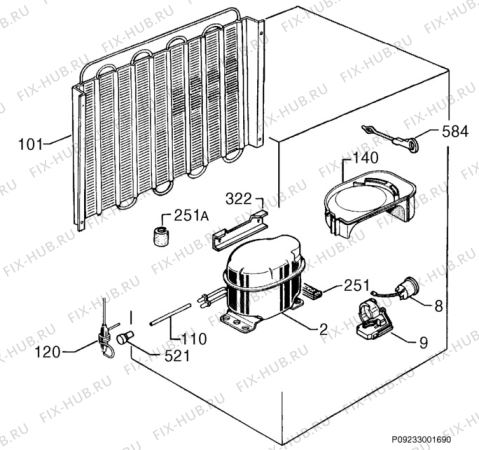 Взрыв-схема холодильника Zoppas PT15X - Схема узла Cooling system 017
