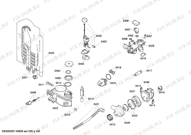 Взрыв-схема посудомоечной машины Bosch SGS65E08BR - Схема узла 04