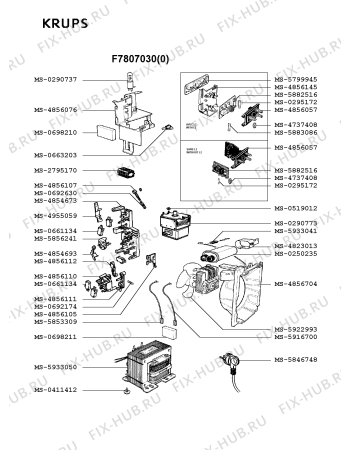 Взрыв-схема микроволновой печи Krups F7807030(0) - Схема узла 4P002354.8P3