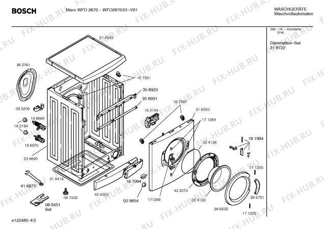 Схема №2 WFO2870 Maxx WFO 2870 с изображением Инструкция по установке и эксплуатации для стиральной машины Bosch 00586983