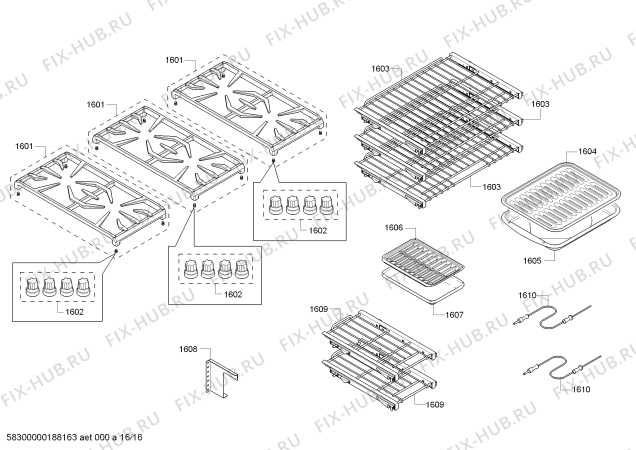 Схема №13 PRD48NLSGU с изображением Коллектор для плиты (духовки) Bosch 00713798
