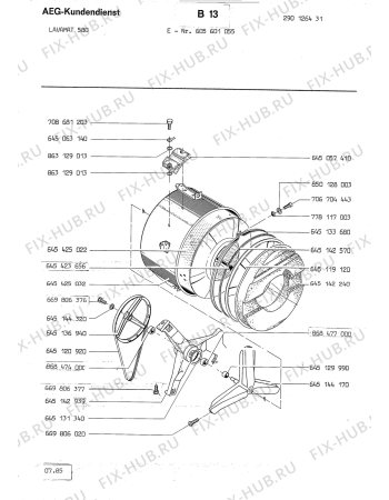 Взрыв-схема стиральной машины Aeg LAV580 - Схема узла Tub and drum